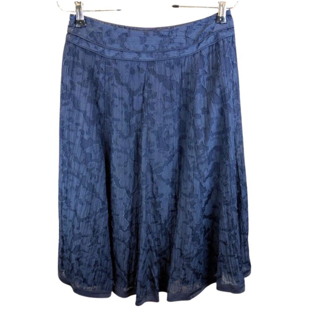 Talbots‎ Petites Navy Silk-Blend Burnout A-Line Skirt – Size 4P